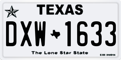 TX license plate DXW1633