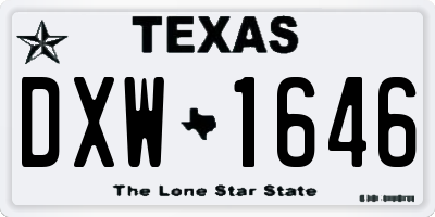 TX license plate DXW1646