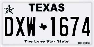 TX license plate DXW1674