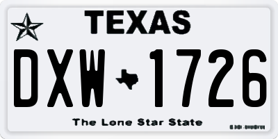 TX license plate DXW1726