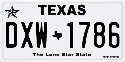 TX license plate DXW1786