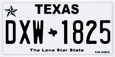 TX license plate DXW1825
