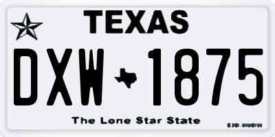 TX license plate DXW1875