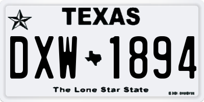 TX license plate DXW1894