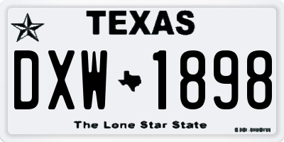 TX license plate DXW1898