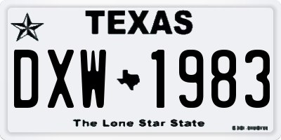 TX license plate DXW1983