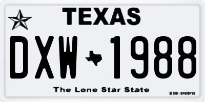 TX license plate DXW1988