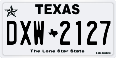 TX license plate DXW2127