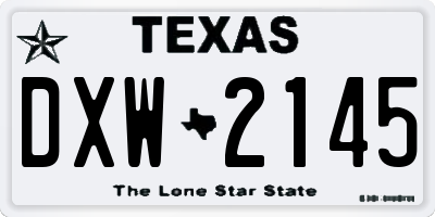 TX license plate DXW2145