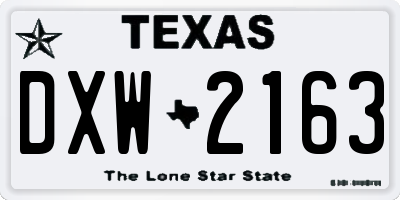 TX license plate DXW2163