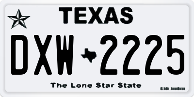 TX license plate DXW2225