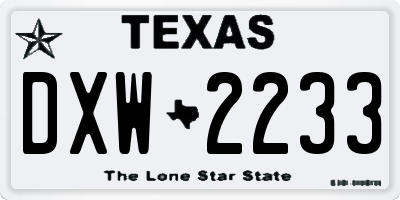 TX license plate DXW2233