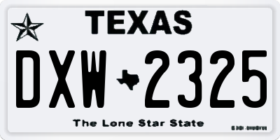 TX license plate DXW2325