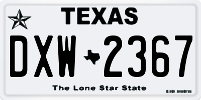 TX license plate DXW2367