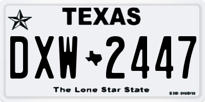 TX license plate DXW2447