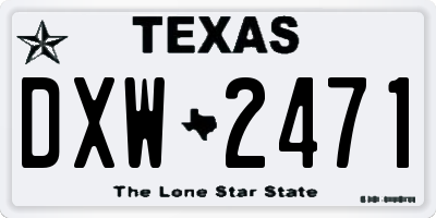 TX license plate DXW2471