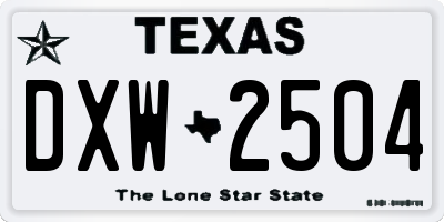 TX license plate DXW2504