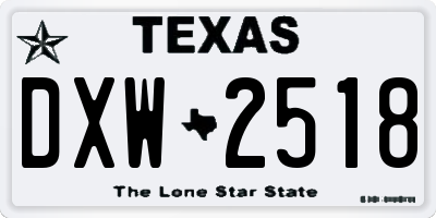 TX license plate DXW2518
