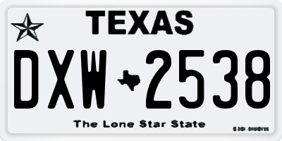 TX license plate DXW2538