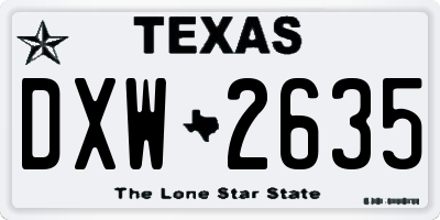 TX license plate DXW2635