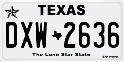 TX license plate DXW2636