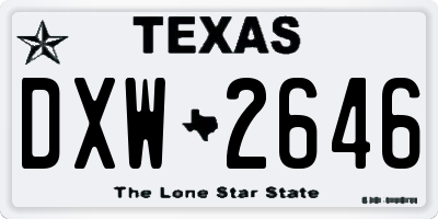 TX license plate DXW2646