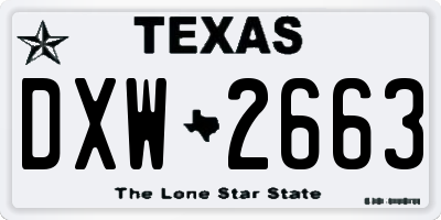 TX license plate DXW2663
