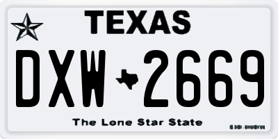 TX license plate DXW2669