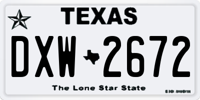 TX license plate DXW2672