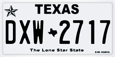 TX license plate DXW2717