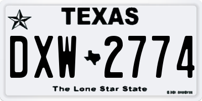 TX license plate DXW2774