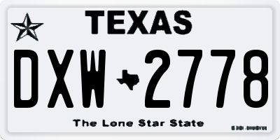 TX license plate DXW2778