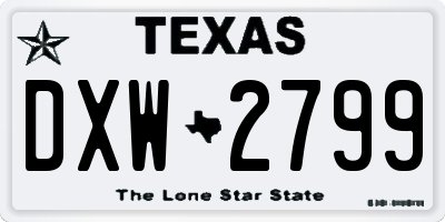 TX license plate DXW2799