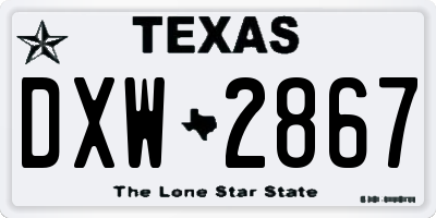 TX license plate DXW2867