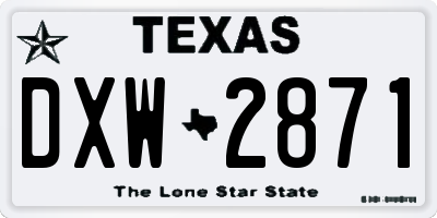 TX license plate DXW2871