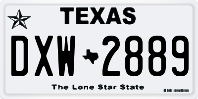 TX license plate DXW2889