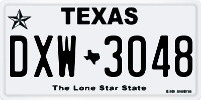 TX license plate DXW3048