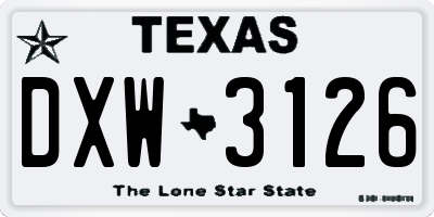 TX license plate DXW3126