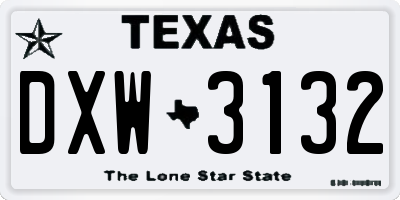 TX license plate DXW3132