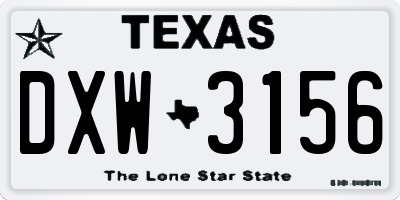 TX license plate DXW3156