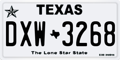 TX license plate DXW3268