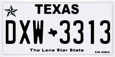 TX license plate DXW3313