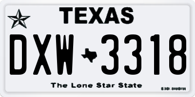 TX license plate DXW3318