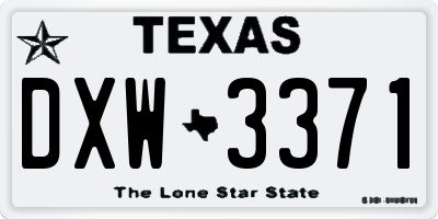 TX license plate DXW3371