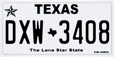 TX license plate DXW3408