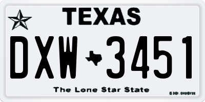 TX license plate DXW3451