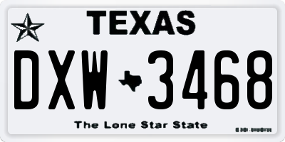 TX license plate DXW3468