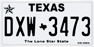 TX license plate DXW3473