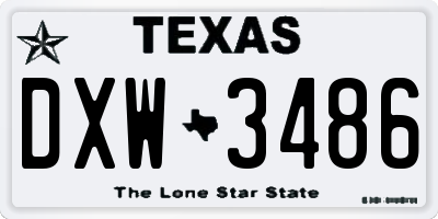 TX license plate DXW3486
