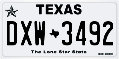 TX license plate DXW3492
